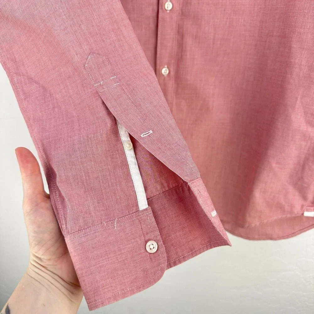 J.Crew Shirt Men XL Red 100% Cotton Slim Fit Button Up Long Sleeve Formal Office